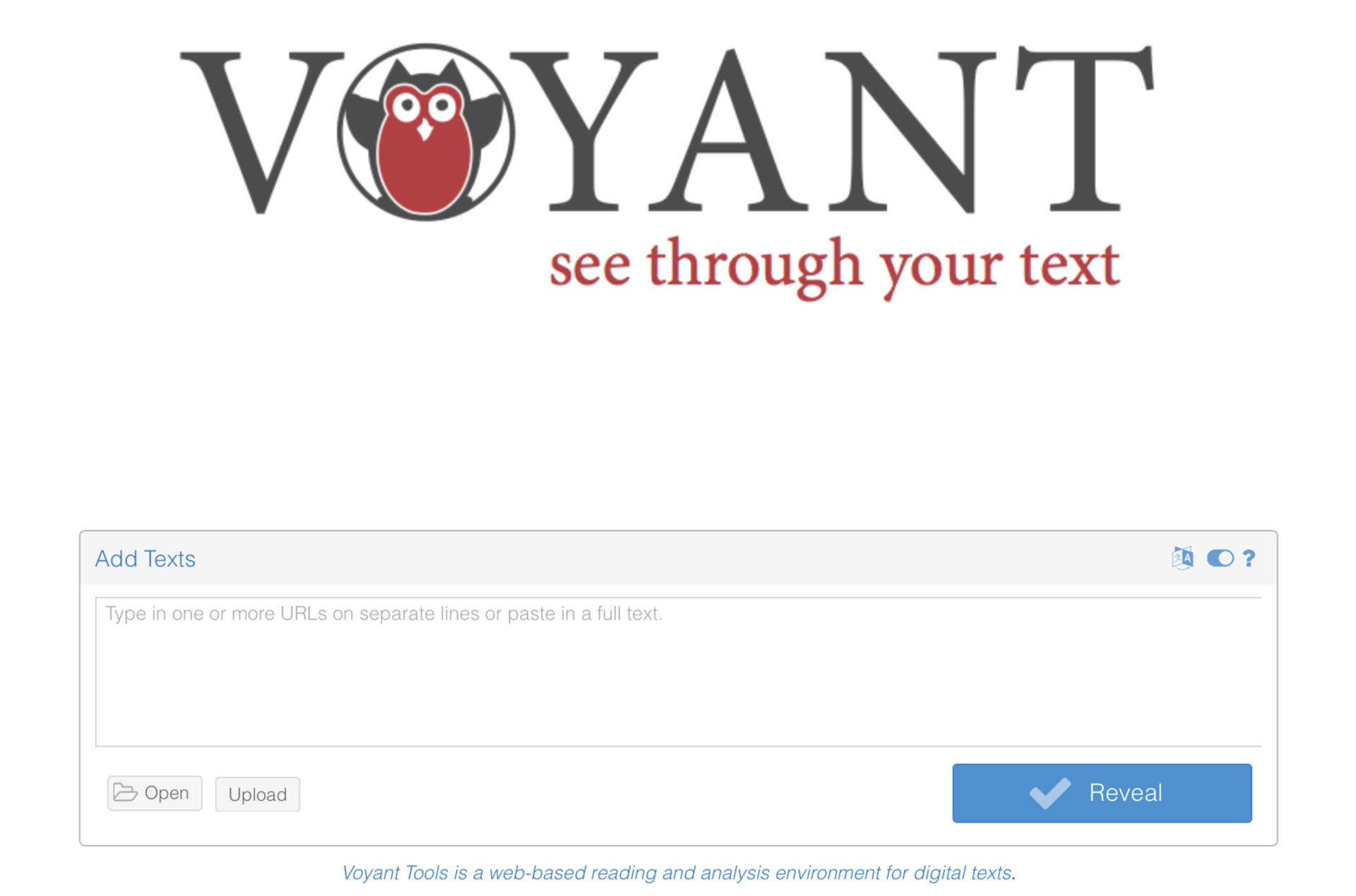 Screen shot of Voyant Tools