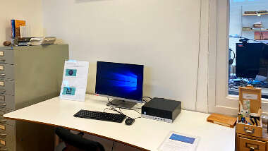 Desk with a computer