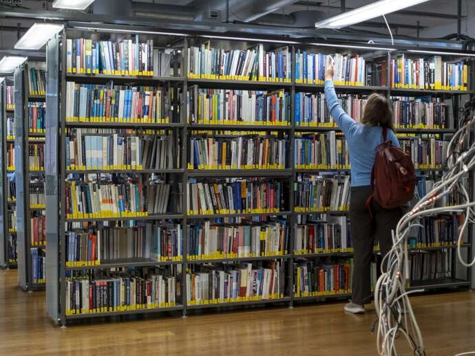 Bookshelves in the library 