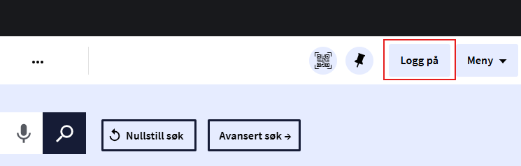 Knapp for å logge på i toppmenyen