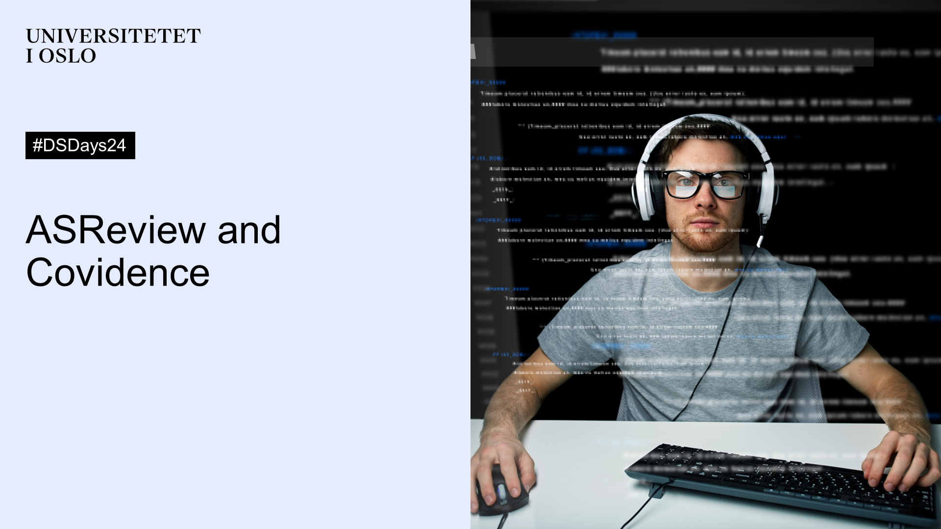 A poster displaying the name of the workshop beside a picture of a young man using a computer.
