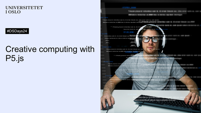 A poster displaying the name of the workshop beside a picture of a young man using a computer.