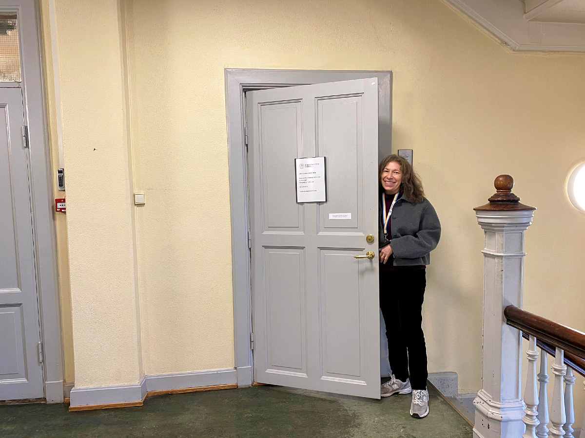 Image may contain: Door, Flooring, Standing, Floor, Interior design.