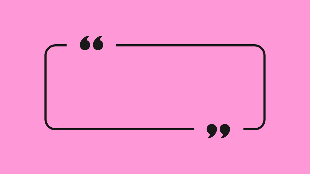 Illustrasjon av sitatsymbol på rosa bakgrunn.