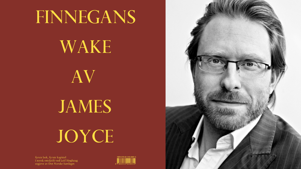 Bokcover Finnegans Wake og portrett av oversetteren