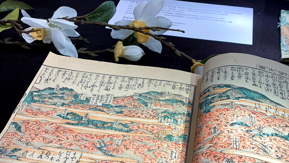 Oppslått bok, japansk illustrasjon